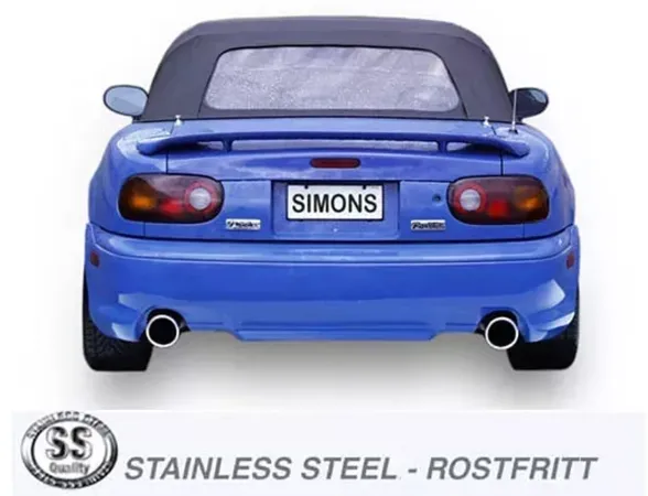Simons Edelstahl Sportauspuff Duplex 100 mm + 100 mm für Mazda MX-5, Miata Coupe & Cabrio