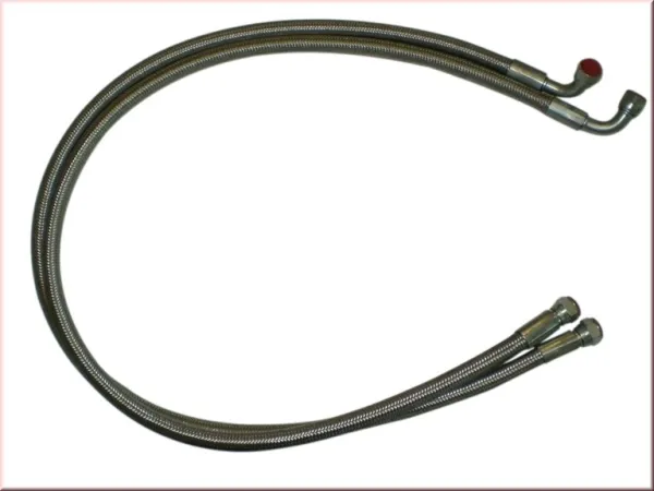 1x Leitung für Ölkühler mit D08 Anschlüssen gerade + 90° ca. 1,3 Meter/Leitung