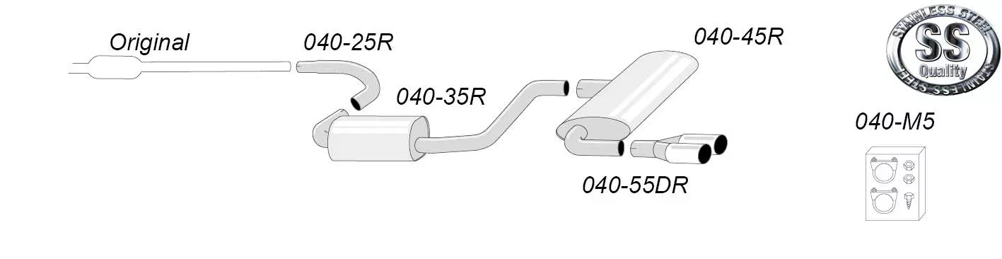 Edelstahl Sportauspuffanlage 2x80 mm für Golf V GTi/GTi Edition 30 2.0TFSi EG-Genehmigung