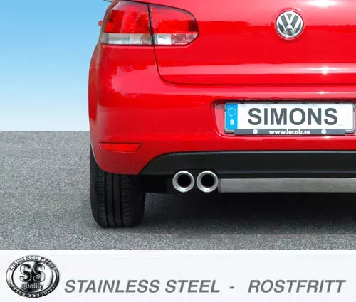 Edelstahl Sportauspuffanlage 2x80 mm für Golf VI 1.4TSi/1.8TSi EG-Genehmigung