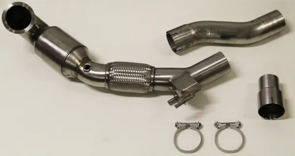 HG Downpipe Bull-xfür Audi A3 8v, Seat Leon III, Golf 7 GTI 2.0 TFSI ø 89>76mm Edelstahl mit EG-Betriebserlaubnis