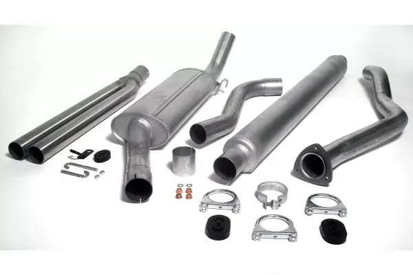 Simons Aluminisierte Sportauspuffanlage 2x 57 mm Rund für SAAB 900 Turbo 8V/16V