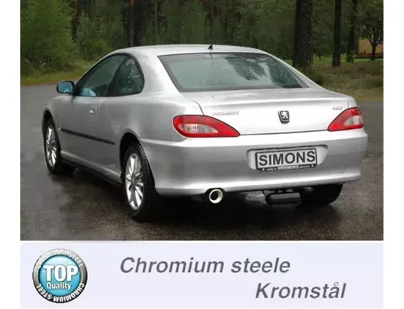Simons Chromstahl Sportauspuff 100mm Rund für Peugeot 406 Limousine / Coupe 3.0 V6