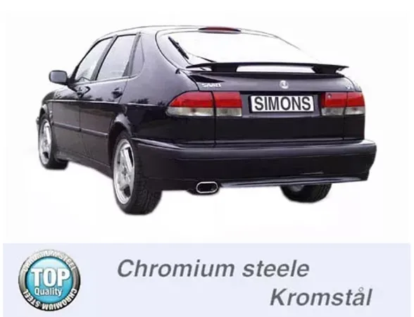 Simons Chromstahl Sportauspuffanlage 70x140 mm Eckig für SAAB 9-3 2.0T Coupé & Cabrio