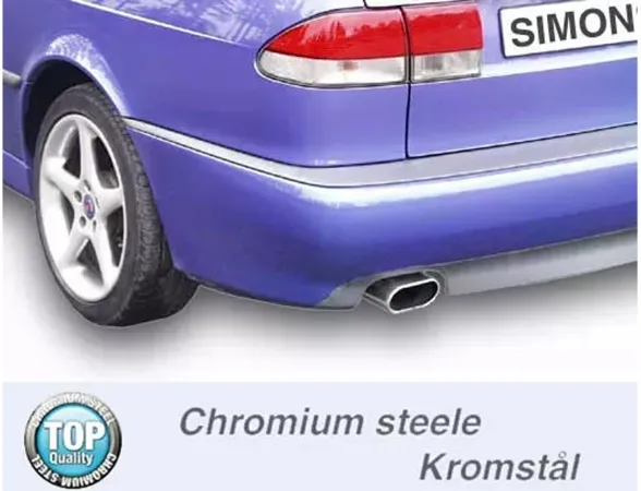 Simons Chromstahl Sportauspuffanlage 70x140 mm Eckig für SAAB 9-3 Viggen