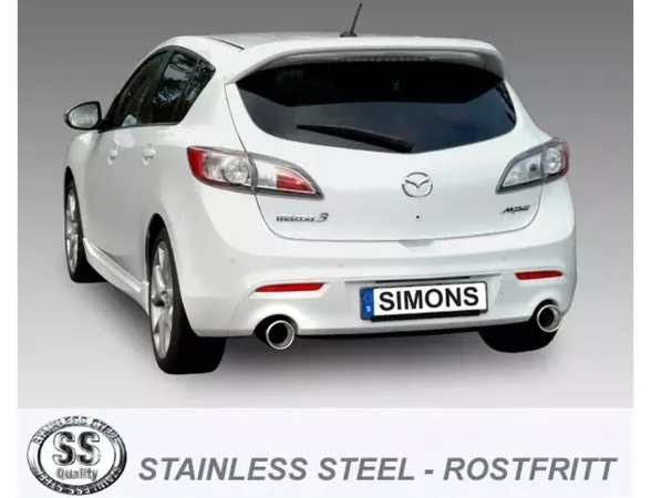 Simons Edelstahl Sportauspuff Duplex 114 mm + 114 mm für Mazda 3 MPS MK2