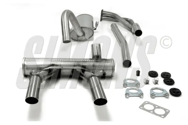 Simons Edelstahl Sportauspuff Duplex 57 mm + 57 mm Rund für Opel GT 2.0