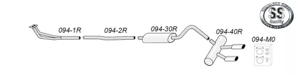 Simons Edelstahl Sportauspuff Duplex 70/90 mm + 70/90 mm Oval für Opel GT 1900