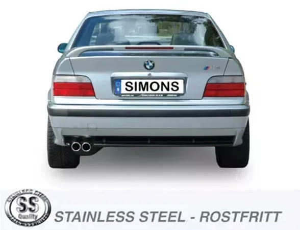 Simons Edelstahl Sportauspuffanlage 2x70 mm für BMW E36 M3 Limousine/Coupé/Cabrio/Touring Eintragungsfrei