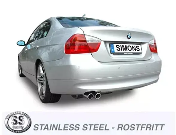 Simons Edelstahl Sportauspuffanlage 2x80 mm für BMW E92 LCI 330i ,mit EG-Genehmigung (eintragungsfrei)