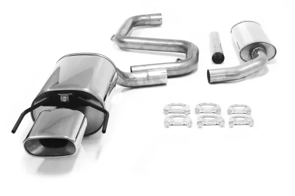 Simons Edelstahl Sportauspuffanlage 85 x150 mm Eckig für SAAB 9-3 Turbo (61L Tank )