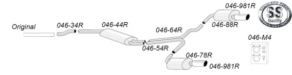 Simons Edelstahl Sportauspuffanlage Duplex 100 mm für Audi A6 (C6) 2WD Limousine/Avant/Kombi 2.0TFSi
