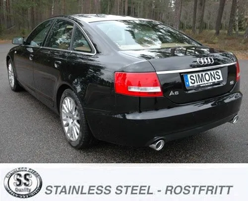 Simons Edelstahl Sportauspuffanlage Duplex 100 mm für Audi A6 (C6) 2WD Limousine/Avant/Kombi 2.0TFSi