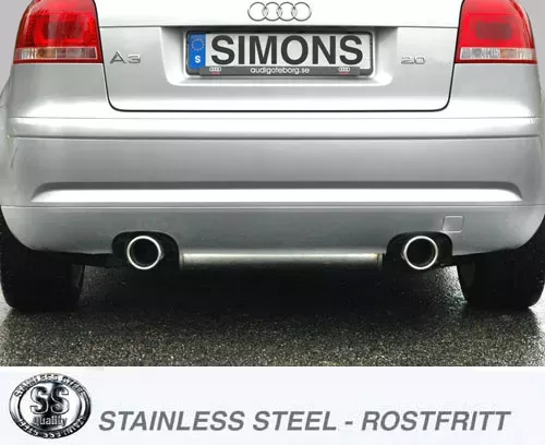 Simons Edelstahl Sportauspuffanlage Duplex L+R 1x100 mm für Audi A3 (8P) 2WD 1.4TFSi/2.0TFSi EG-Genehmigung