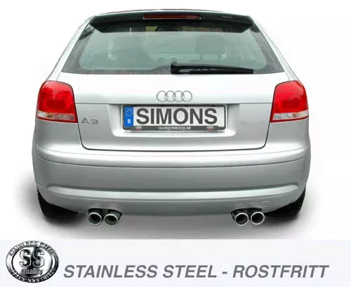 Simons Edelstahl Sportauspuffanlage Duplex L+R 2x80 mm für Audi A3 (8P) 2WD 1.4TFSi/2.0TFSi EG-Genehmigung