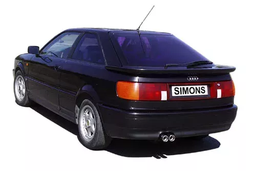 Simons Edelstahl Sportauspuffanlage für Audi 80, 90, Coupé Typ 89 2x70 mm Eintragungsfrei