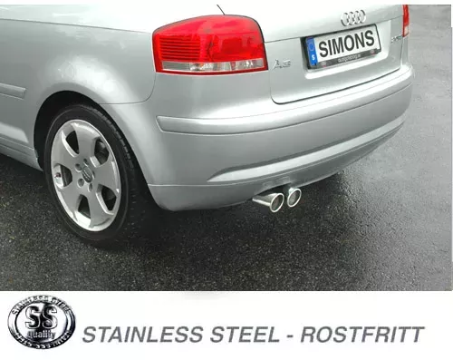 Simons Edelstahl Sportendtopf 2x80 mm für Audi A3 (8P) 2WD 1.4TFSi/2.0TFSi EG-Genehmigung