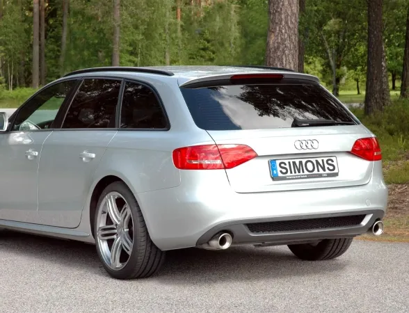 Simons Edelstahl Sportendtopf Duplex L+R 1x100 mm für Audi A4 (B8) 2wd/Quattro Limousine/Avant/Allroad/Kombi 1.8T/2.0T EG-Genehmigung