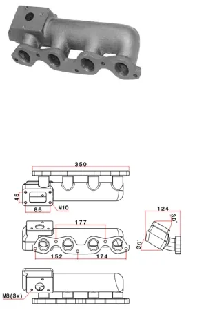 Turbokrümmer Lancia/Fiat Delta Integrale 2.0 8v Turbo Krümmer T3 aus Guss