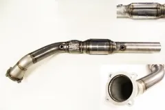 Downpipe 1.8T mit ECE Zulassung Euro 3 + 4 für Golf 4, Audi A3 TT ø 76mm 200 Zellen Sportkat Flexrohr Interlock - Edelstahl