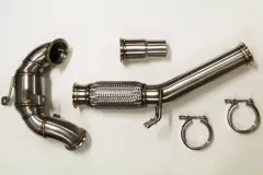 Downpipe mit 200 Zellen Kat für 1.8L & 2.0L TSI EA888 Gen.3 , Audi A3 8v, Seat Leon III, Golf 7 GTI 2.0 TFSI ø 76mm Edelstahl mit Interlock Flexrohr
