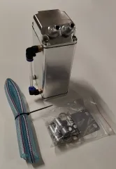 Öl-Catch Tank rechteckig silber + Zubehör 10mm Anschlüsse